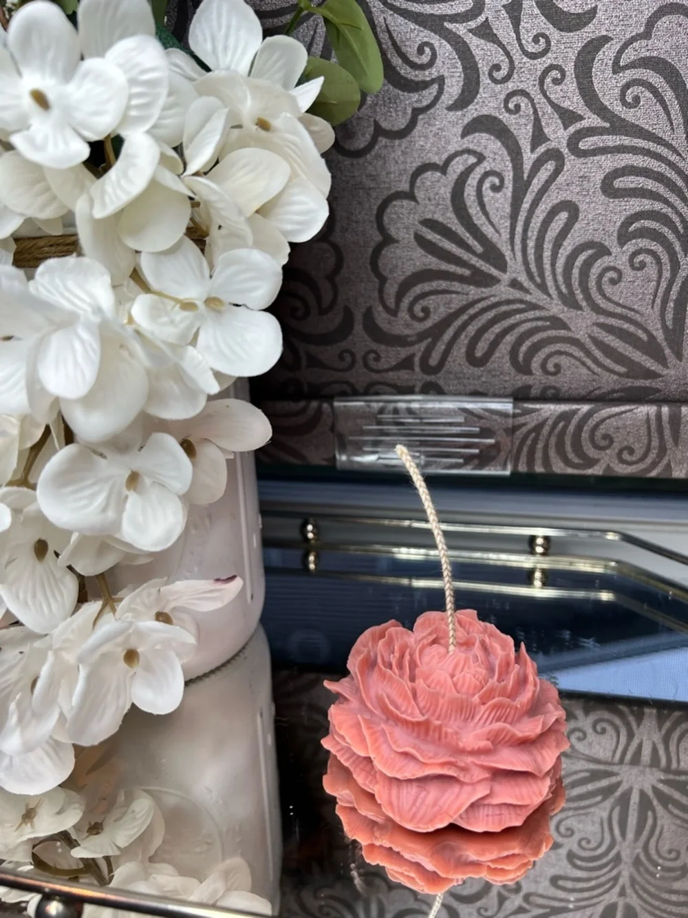 Elegant Coral Flower Scented Candle - Home Accents